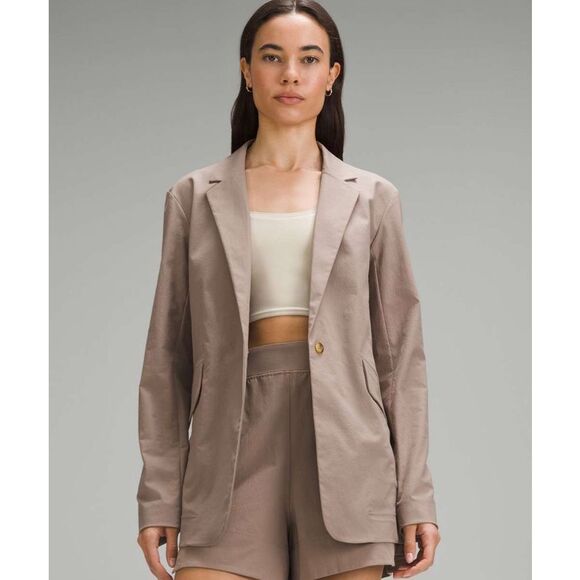 Lululemon Relaxed-Fit Twill Blazer Taupetastic Women’s Size Medium - Picture 2 of 7